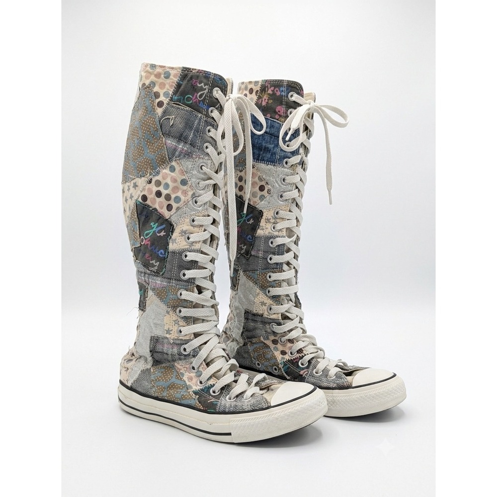 Converse Vintage All Star Chuck Taylor Patchwork Knee High Sneakers Multi Size 6